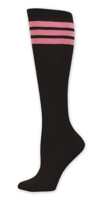 Black with Pink Stripes Tube Sock