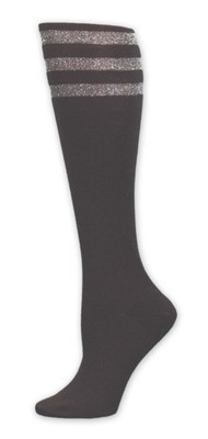 Black Sock /Metallic grey Stripes 538