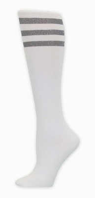 White Sock W/Metallic Navy Stripes 538