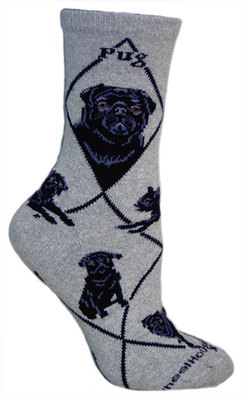 Pug, Black on gray PH851