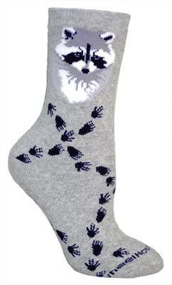 Raccoon Tracks on gray cushion TS113