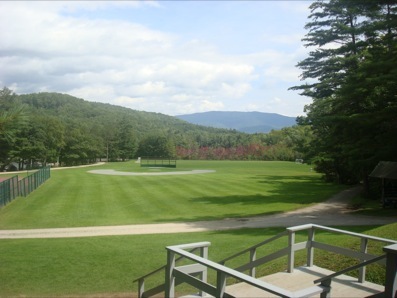 View from the mess hall to the diamond