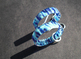 Circles Series French Hook  Pastel and Royal Blue Chunky Mosaic  