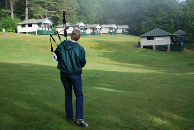 A first: Reveille with bagpipes