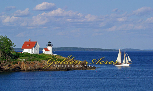 Curtis Island Light with Ship 