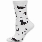 Cat Silhouette Sock White