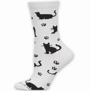 Cat Silhouette Sock White