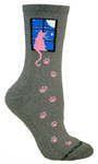 Cat in Window, Pink on dk gray PH954