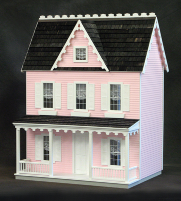 Ready To Decorate Vermont Farmhouse Dollhouse in Pink