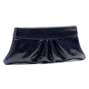 Eve Clutch in Indigo Shiny Baby Croc