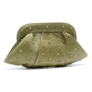Lucy Olive Studded Clutch