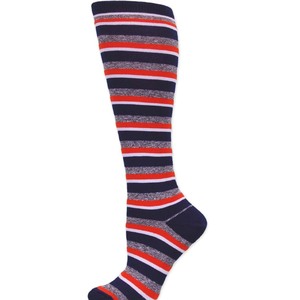 Fashion Knee High w/Grey, Orange, Navy, White Stripe