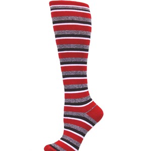 Fashion Knee High w/Grey,Raspberry,Blk and Wht Stripe