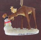 Stowe, Vermont Moose and Snowman Ornament