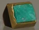 Wood Ring with Chrysoprase Stone