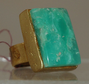 Rectangular Chrysoprase Stone Ring