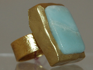 Amazonte Stone Adjustable Ring