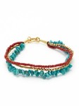 Vintage Brass,Red and Tuquoise Bracelet