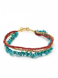 Vintage Brass,Red and Tuquoise Bracelet