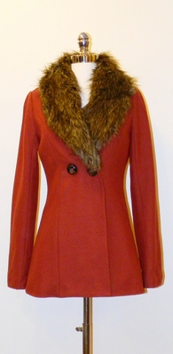 Orange Coat with removable faux fur