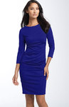 Long Sleeve Boat Neck Tuck Dress