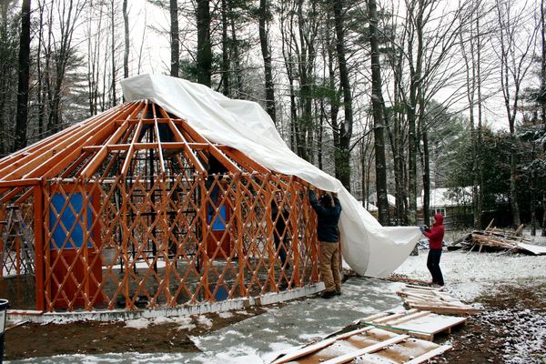 Putting together the yurt!