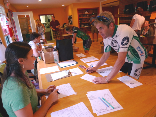 Shelly Martin running the registration at the 2011 Stowe Road Rally.