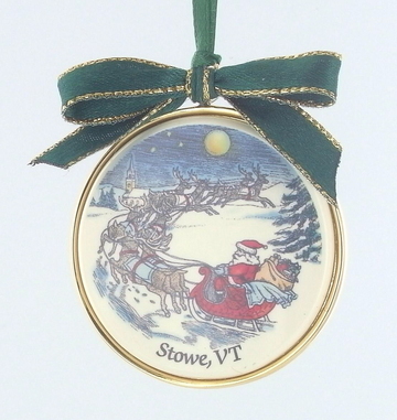 Porcelain Santa & Reindeer Ornament 