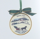 Porcelain Enamel Horse and Sleigh Ornament