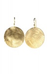 Hand Crafted Brushed Gold Disc Earrings 