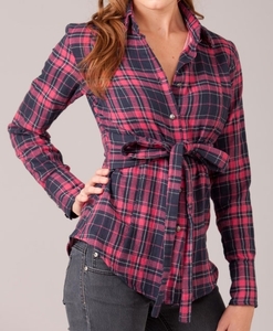 Plaid Shirt with Bow