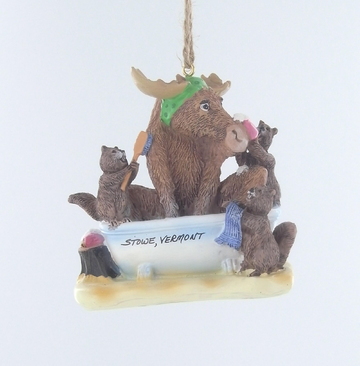 Moose in Bath Tub Ornament