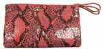 Two Faced Reversible Snake Clutch-Coral/Yellow