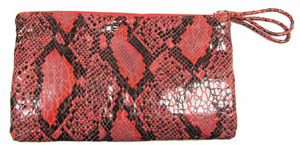 Two Faced Reversible Snake Clutch-Coral/Yellow