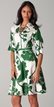Green and White Silk Tie Dress 
