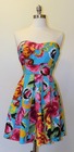 Strapless Floral Print Dress