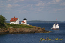 "Curtis Island Light with Ship" #2
