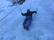 Lydia Wood Ice Climbing on Holt's Ledge in Lyme, New Hampshire