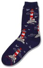 Lighthouse/Seagulls Navy Sock