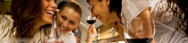 Women socializing over wine
